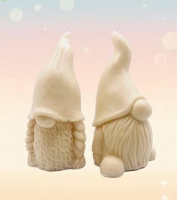 Handmade vegan soaps featuring a mr and mrs gnome set. gift boxed in beautiful eco friendly packaging. crafted with natural French clays, activated charcoal and essential oils. a eco-friendly, zero waste gift that’s cruelty-free, skin-nourishing, and perfect for gnome lovers or new home gifts. Small business UK