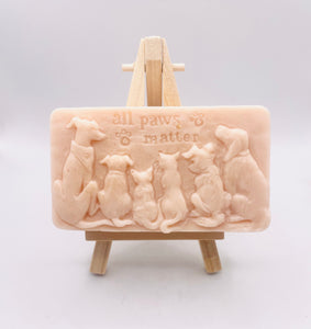 Dog Gift, Cat Gift, Pet gift Idea, All Paws Matter Vegan Soap
This soap is paws-itively amazing! It's packed with the purifying power of natural French clays, leaving your skin feeling fresh and rejuvenated. Plus, you get to choose your favourite essential oil to make every wash a tail-wagging experience!

Oh, did I mention our eco-friendly packaging? We're all about saving the planet, one bath at a time! So you can lather up guilt-free, knowing you're making a positive impact on the environment. 

