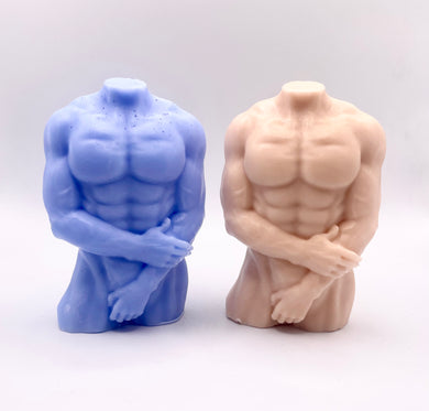 Handmade vegan soaps featuring a masculine male sculpture, packaged in beautiful eco friendly packaging. crafted with natural French clays, activated charcoal and essential oils. a eco-friendly, zero waste gift that’s cruelty-free, skin-nourishing, the perfect gift for Pride or hen party gifts. small business UK