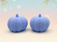 Load image into Gallery viewer, Handmade vegan soaps featuring a set of two chunky pumpkins gift boxed in beautiful eco friendly packaging crafted with natural French clays, activated charcoal and essential oils. a eco-friendly, zero waste gift that’s cruelty-free, skin-nourishing, and perfect gift for autumn lovers and halloween gifts. small business UK
