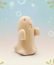 Load image into Gallery viewer, Handmade vegan soaps shaped as a cute ghost. crafted with natural French clays, activated charcoal and essential oils. a eco-friendly, zero waste gift that’s cruelty-free, skin-nourishing, and perfect for Halloween and gifting.  Small Business UK
