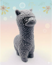 Load image into Gallery viewer, Handmade vegan soap featuring a cute detailed alpaca / llama. crafted with natural French clays, activated charcoal and essential oils. a eco-friendly, zero waste gift that’s cruelty-free, skin-nourishing, and perfect for animal lovers and llama alpaca lovers. Small Business UK
