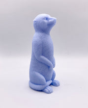 Load image into Gallery viewer, Handmade vegan soaps featuring a cheeky meerkat standing on his back legs. packaged in beautiful eco friendly packaging crafted with natural French clays, activated charcoal and essential oils. a eco-friendly, zero waste gift that’s cruelty-free, skin-nourishing, and perfect for meerkat lovers and animal themed gifts. small business UK
