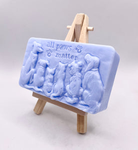 Dog Gift, Cat Gift, Pet gift Idea, All Paws Matter Vegan Soap
This soap is paws-itively amazing! It's packed with the purifying power of natural French clays, leaving your skin feeling fresh and rejuvenated. Plus, you get to choose your favourite essential oil to make every wash a tail-wagging experience!

Oh, did I mention our eco-friendly packaging? We're all about saving the planet, one bath at a time! So you can lather up guilt-free, knowing you're making a positive impact on the environment. 

