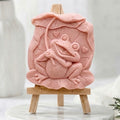 Handmade novelty frog vegan soap bar, artisan cruelty-free soap in a soft pink colour made with natural plant-based ingredients and french clay.
