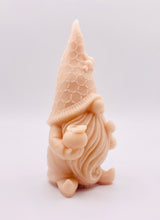 Load image into Gallery viewer, Handmade vegan soaps featuring a gorgeous honey bee design gnome soap. gnome is holding a honeypot and has a bee on his hat. crafted with natural French clays, activated charcoal and essential oils. a eco-friendly, zero waste gift that’s cruelty-free, skin-nourishing, and perfect for gnome lovers and gifting. Small Business UK
