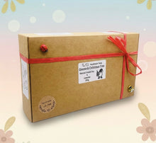 Load image into Gallery viewer, Handmade vegan snowdrop gnome and Christmas tree shaped vegan soaps gift boxed.  crafted with natural French clays, activated charcoal and essential oils. a eco-friendly, zero waste gift that’s cruelty-free, skin-nourishing, and perfect for gifting. small business UK
