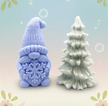 Load image into Gallery viewer, Handmade vegan snowdrop gnome and Christmas tree shaped vegan soaps gift boxed.  crafted with natural French clays, activated charcoal and essential oils. a eco-friendly, zero waste gift that’s cruelty-free, skin-nourishing, and perfect for gifting. small business UK
