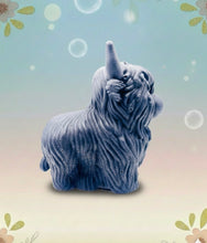 Load image into Gallery viewer, Handmade vegan soaps featuring a  large detailed highland cow. crafted with natural French clays, activated charcoal and essential oils. a eco-friendly, zero waste gift that’s cruelty-free, skin-nourishing, and perfect for highland coo lovers and animal themed gifts. small business UK
