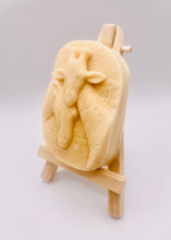 Load image into Gallery viewer, Handmade vegan soaps shaped as two nuzzling giraffes. crafted with natural French clays, activated charcoal and essential oils. a eco-friendly, zero waste gift that’s cruelty-free, skin-nourishing, and perfect for animal lovers and gifting . Beautifully wrapped in eco friendly packaging. Small business UK
