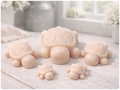 Handmade vegan soaps featuring a set of 5 turtle family soaps and gift boxed in beautiful eco friendly packaging