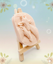 Load image into Gallery viewer, Handmade vegan soaps featuring two nuzzling giraffes in beautiful eco friendly packaging. crafted with natural French clays, activated charcoal and essential oils. a eco-friendly, zero waste gift that’s cruelty-free, skin-nourishing, the perfect gift for giraffe lovers, or for animal lover gifts. small business UK
