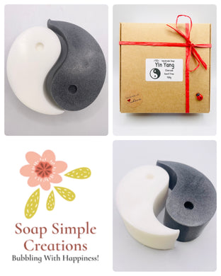 Yin Yang Gift | Spiritual Gift | Wellness | Self Care Gift | Handmade vegan Yin Yang two-part soap, 110 g, made with natural ingredients and eco‑friendly packaging by Soap Simple Creations