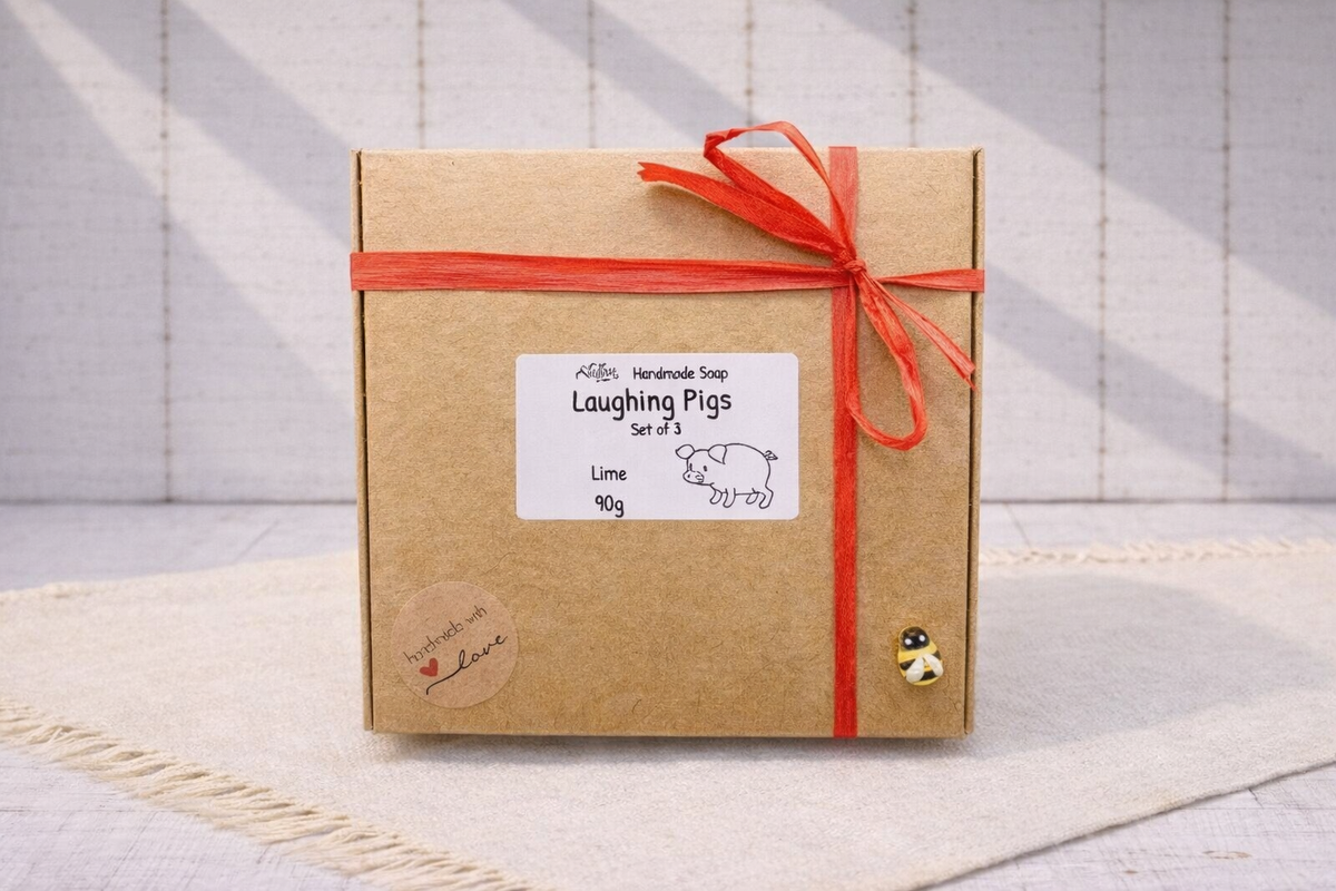 This cute set of three  gorgeous laughing pig soaps are the perfect gift for any pig or farm animal lover