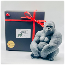 Load image into Gallery viewer, Handmade vegan soaps featuring a huge detailed gorilla soap gift boxed in beautiful eco friendly packaging crafted with natural French clays, activated charcoal and essential oils. a eco-friendly, zero waste gift that’s cruelty-free, skin-nourishing, and perfect for gorilla lovers, gifts for him and animal themed gifts. small business UK
