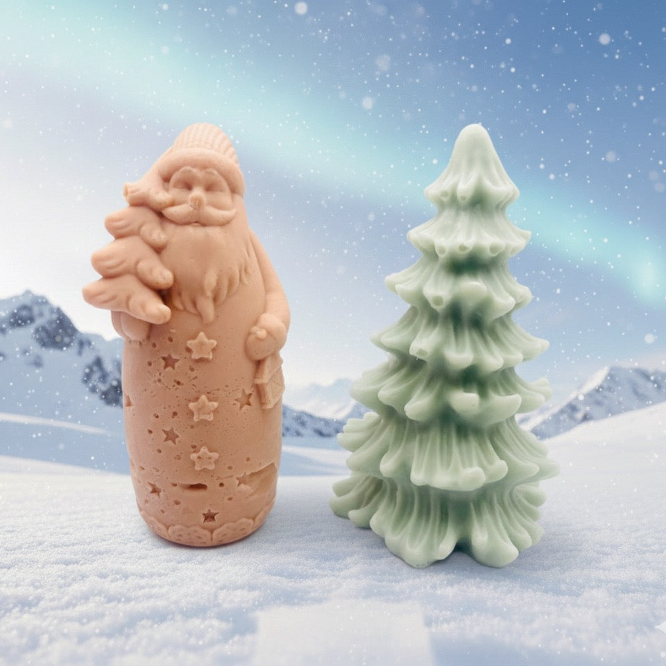 Handmade vegan Father Christmas and Christmas tree shaped vegan soaps gift boxed beautifully in eco friendly packaging.  crafted with natural French clays, activated charcoal and essential oils. a eco-friendly, zero waste gift that’s cruelty-free, skin-nourishing, and perfect for animal lovers.

Perfect for Christmas gifts, secret Santa and stocking fillers. Small business UK
