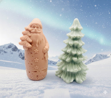 Handmade vegan Father Christmas and Christmas tree shaped vegan soaps gift boxed beautifully in eco friendly packaging.  crafted with natural French clays, activated charcoal and essential oils. a eco-friendly, zero waste gift that’s cruelty-free, skin-nourishing, and perfect for animal lovers.

Perfect for Christmas gifts, secret Santa and stocking fillers. Small business UK