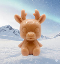 Load image into Gallery viewer, Handmade vegan soaps featuring a cute reindeer in beautiful eco friendly packaging. crafted with natural French clays, activated charcoal and essential oils. a eco-friendly, zero waste gift that’s cruelty-free, skin-nourishing, the perfect gift for reindeer lovers, or for animal lover gifts. small business UK
