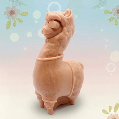 Handmade vegan soaps featuring a llama or alpaca wearing a jumper and sunglasses wrapped in beautiful eco friendly packaging crafted with natural French clays, activated charcoal and essential oils. a eco-friendly, zero waste gift that’s cruelty-free, skin-nourishing, and perfect for alpaca or llama gifts and animal themed gifts. small business UK