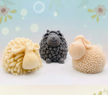 Load image into Gallery viewer, Handmade vegan soap featuring a sheep, ram and spring lamb and gift boxed in beautiful eco friendly packaging. crafted with natural French clays, activated charcoal and essential oils. a eco-friendly, zero waste gift that’s cruelty-free, skin-nourishing, and perfect for easter, sheep lovers or animal themed gifts. Small business UK
