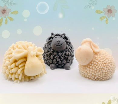 Handmade vegan soap featuring a sheep, ram and spring lamb and gift boxed in beautiful eco friendly packaging. crafted with natural French clays, activated charcoal and essential oils. a eco-friendly, zero waste gift that’s cruelty-free, skin-nourishing, and perfect for easter, sheep lovers or animal themed gifts. Small business UK