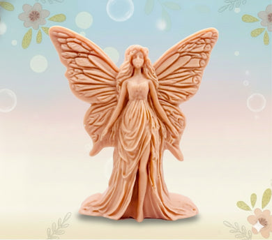 Handmade vegan soaps featuring a  large detailed fairy and packed in beautiful eco friendly packaging crafted with natural French clays, activated charcoal and essential oils. a eco-friendly, zero waste gift that’s cruelty-free, skin-nourishing, and perfect for fairy lovers and whimsical themed gifts. small business UK