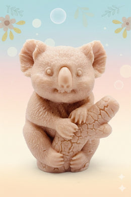 Handmade vegan soaps featuring a chunky koala bear climbing a tree packaged in beautiful eco friendly packaging crafted with natural French clays, activated charcoal and essential oils. a eco-friendly, zero waste gift that’s cruelty-free, skin-nourishing, and perfect for koala bear lovers and animal themed gifts. small business UK