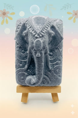 Handmade vegan soaps featuring a majestic elephant head. beautiful eco friendly packaging. crafted with natural French clays, activated charcoal and essential oils. a eco-friendly, zero waste gift that’s cruelty-free, skin-nourishing, the perfect gift for elephant lovers and animal lovers. UK Small Business 