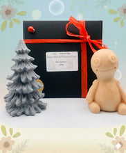 Load image into Gallery viewer, Handmade vegan soaps featuring a voodoo doll and christmas tree gift boxed in beautiful eco friendly packaging crafted with natural French clays, activated charcoal and essential oils. a eco-friendly, zero waste gift that’s cruelty-free, skin-nourishing, and perfect for creepmas gifts and horror gifts. small business UK
