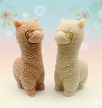 Load image into Gallery viewer, Handmade vegan soap featuring a cute detailed alpaca / llama. crafted with natural French clays, activated charcoal and essential oils. a eco-friendly, zero waste gift that’s cruelty-free, skin-nourishing, and perfect for animal lovers and llama alpaca lovers. Small Business UK

