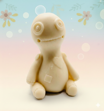 Load image into Gallery viewer, Handmade vegan soaps featuring a voodoo doll with stitching soap. crafted with natural French clays, activated charcoal and essential oils. a eco-friendly, zero waste gift that’s cruelty-free, skin-nourishing, and perfect for alternative gifts and Halloween gifts. Small business UK
