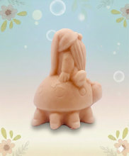 Load image into Gallery viewer, Handmade vegan soaps featuring a detailed ladybug with a gnome catching a ride on his back soap. crafted with natural French clays, activated charcoal and essential oils. a eco-friendly, zero waste gift that’s cruelty-free, skin-nourishing, and perfect for turtle lovers and gnome lover gifts. small business UK

