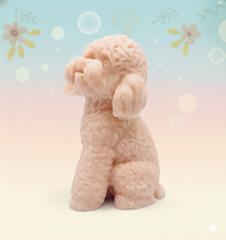 Load image into Gallery viewer, Handmade vegan soaps featuring a large detailed cockapoo dog wrapped in beautiful eco friendly packaging crafted with natural French clays, activated charcoal and essential oils. a eco-friendly, zero waste gift that’s cruelty-free, skin-nourishing, and perfect gift for cockapoo owners, dog lovers and animal themed gifts. small business UK
