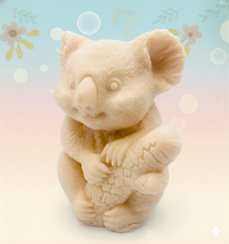 Load image into Gallery viewer, Handmade vegan soaps featuring a chunky koala bear climbing a tree packaged in beautiful eco friendly packaging crafted with natural French clays, activated charcoal and essential oils. a eco-friendly, zero waste gift that’s cruelty-free, skin-nourishing, and perfect for koala bear lovers and animal themed gifts. small business UK
