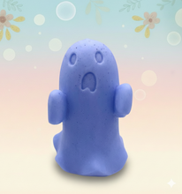 Load image into Gallery viewer, Handmade vegan soaps shaped as a cute ghost. crafted with natural French clays, activated charcoal and essential oils. a eco-friendly, zero waste gift that’s cruelty-free, skin-nourishing, and perfect for Halloween and gifting.  Small Business UK
