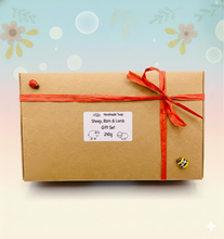 Load image into Gallery viewer, Handmade vegan soap featuring a sheep, ram and spring lamb vegan soap, gift boxed in a beautiful eco friendly gift box

