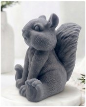 Load image into Gallery viewer, Handmade 3D squirrel-shaped soap sitting upright on a white marble display stand, featuring detailed textured fur and a bushy tail.
