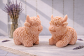 A pair of highly detailed handmade vegan Highland cow soaps by Soap Simple Creations. Set of two cow soaps gift boxed in ea eco friendly packaging. 
