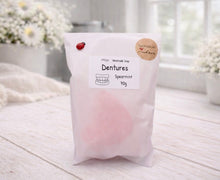 Load image into Gallery viewer, Packaged dentures soap with a label on a light wooden surface
