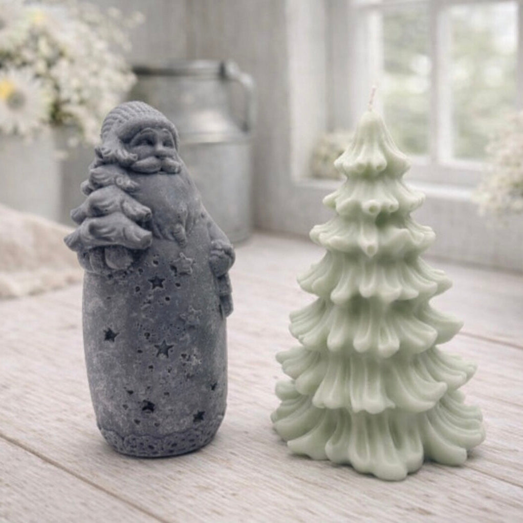 Santa Claus and green Christmas tree-shaped vegan soap gift set