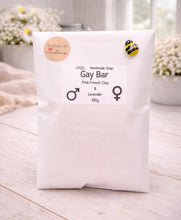 Load image into Gallery viewer, Soap bar packaging with label on a wooden surface
