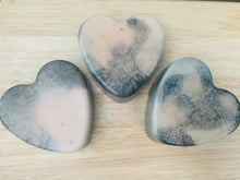 Load image into Gallery viewer, Rose Geranium &amp; Charcoal Love Heart Soap 100g
