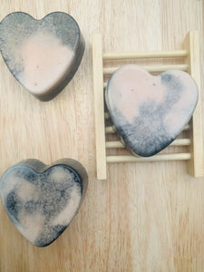 Rose Geranium & Charcoal Love Heart Soap 100g