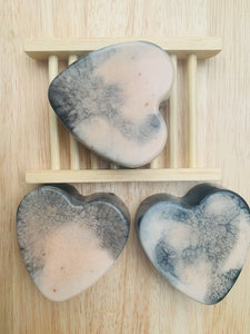 Rose Geranium & Charcoal Love Heart Soap 100g